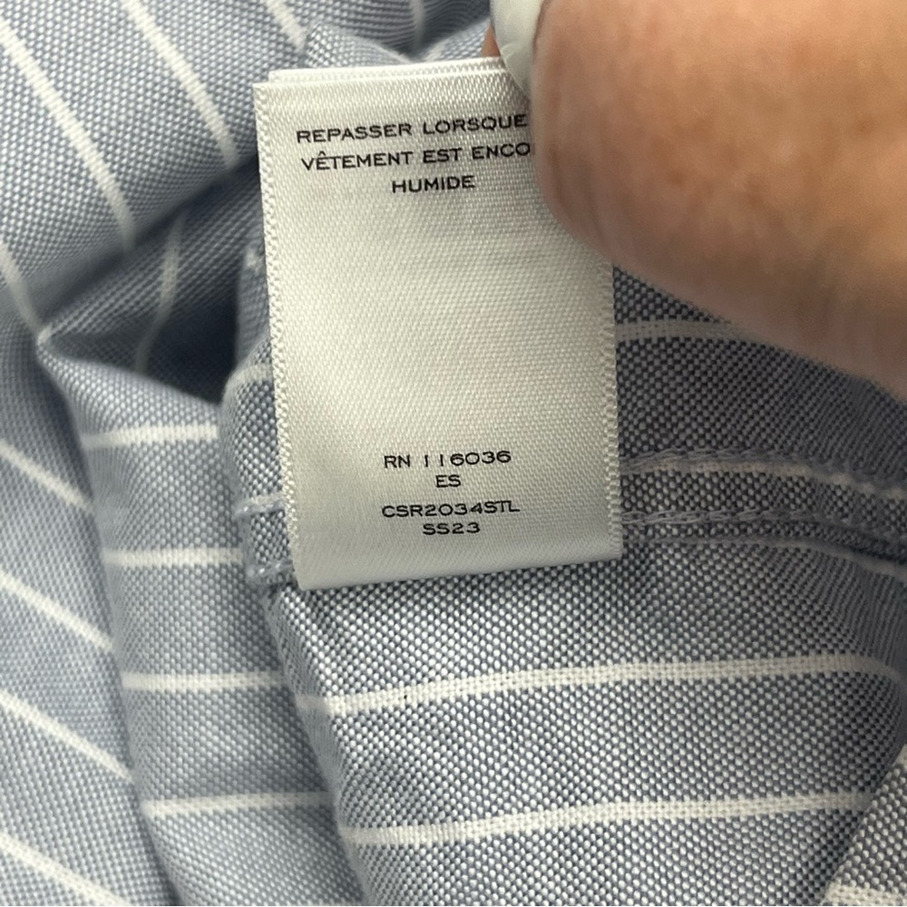 Charles Tyrwhitt Grey Gray‎ White Striped  Button Front Shirt Classic XL *FLAWED - Picture 5 of 15